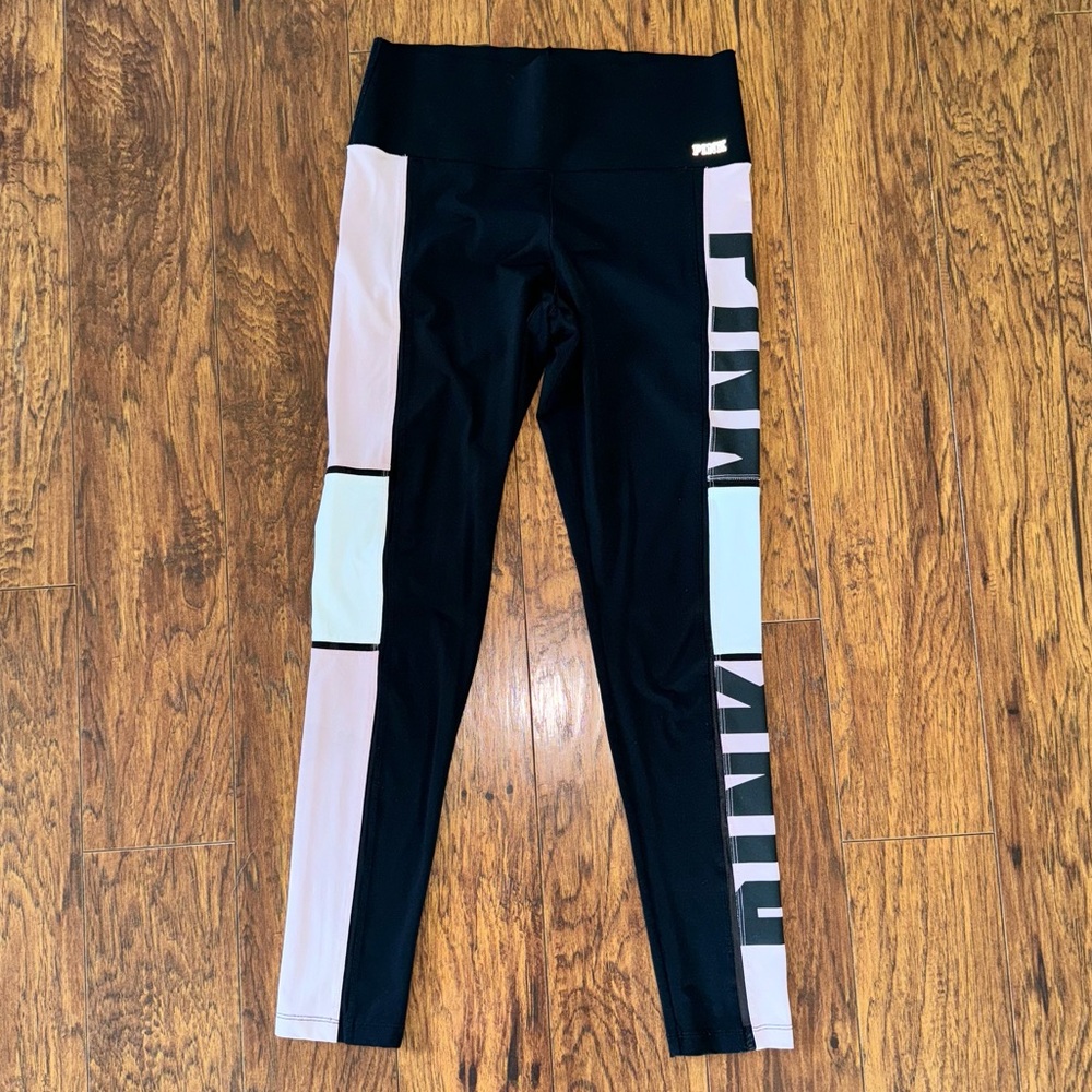 Victoria’s Secret Pink Ultimate High-Waist Bonded Leggings Pink/Black Sz Medium